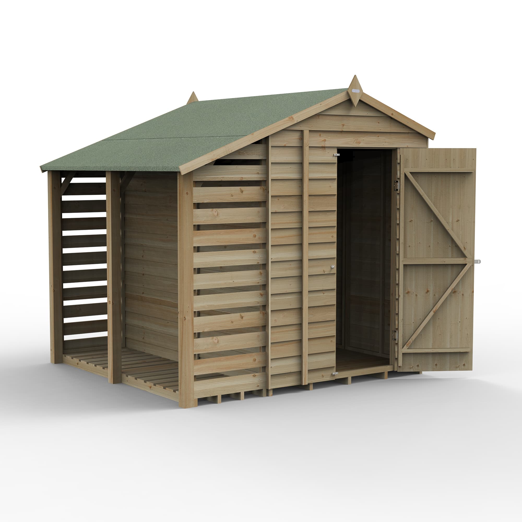 Forest Garden 4LIFE Apex Shed 5 x 7 - Single Door - No Windows - with LEAN-TO