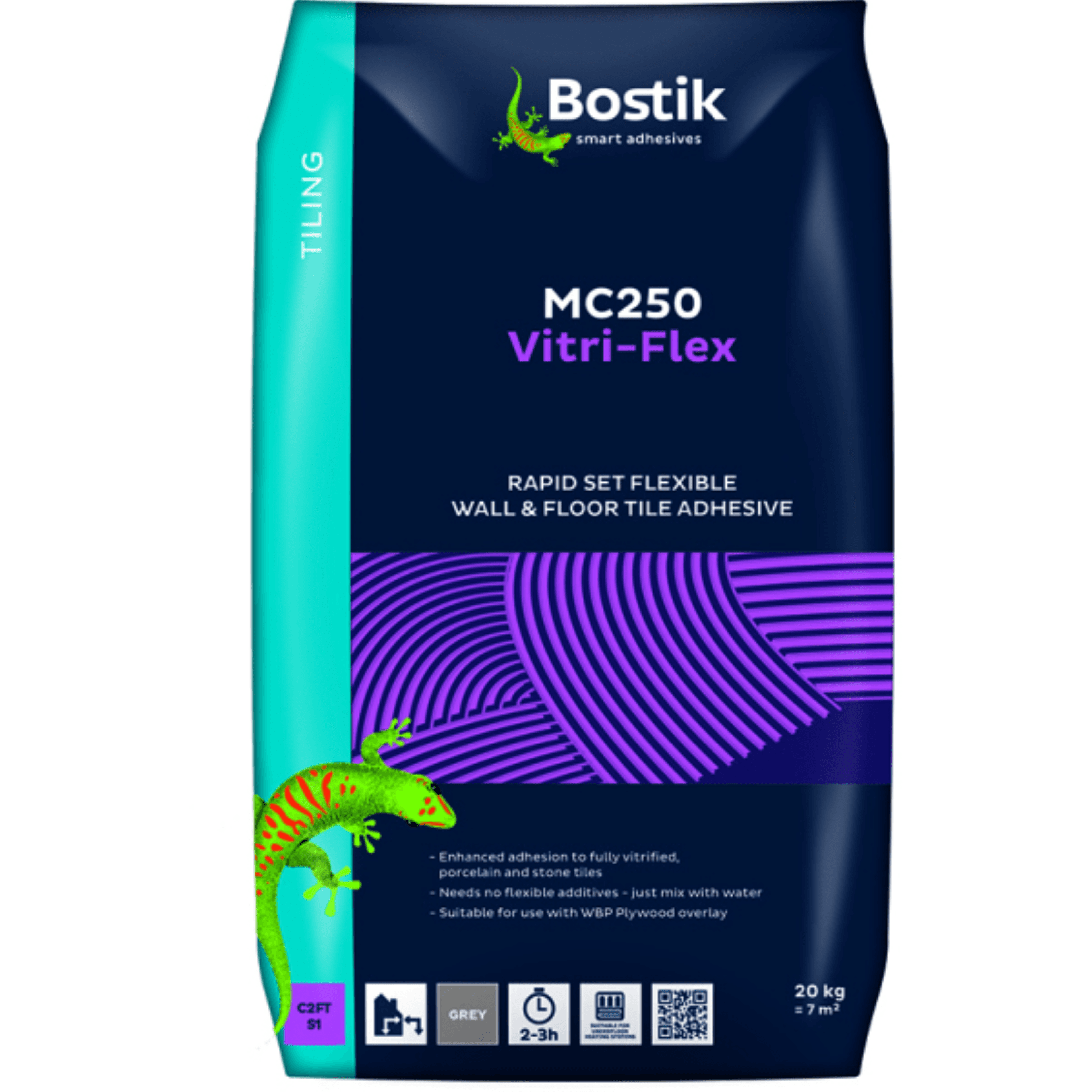 Bostik Vitri-Flex Rapid Set Flexible Wall & Floor Tile Adhesive 20kg Grey