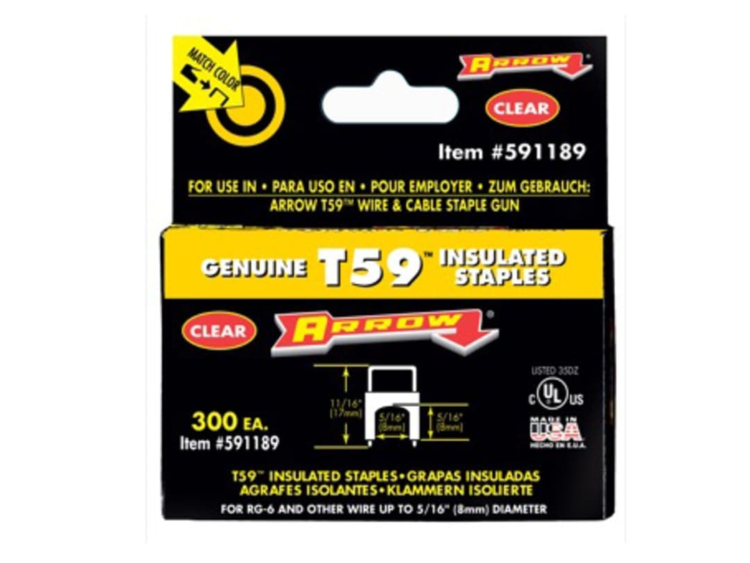 Arrow T59 Insulated Staples Clear 8 x 8mm (Box 300) A591189