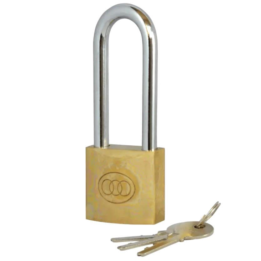 Tri-Circle Long Shackle Padlock - 50mm - Brass - Security Solutions