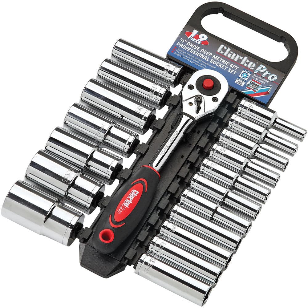 Clarke 1700796 Pro390 19 Piece Deep Drive 6 Point Metric Socket Set