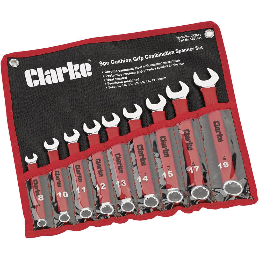 Clarke 1801811 Cht811 9 Piece Cushion Grip Combination Spanner Set