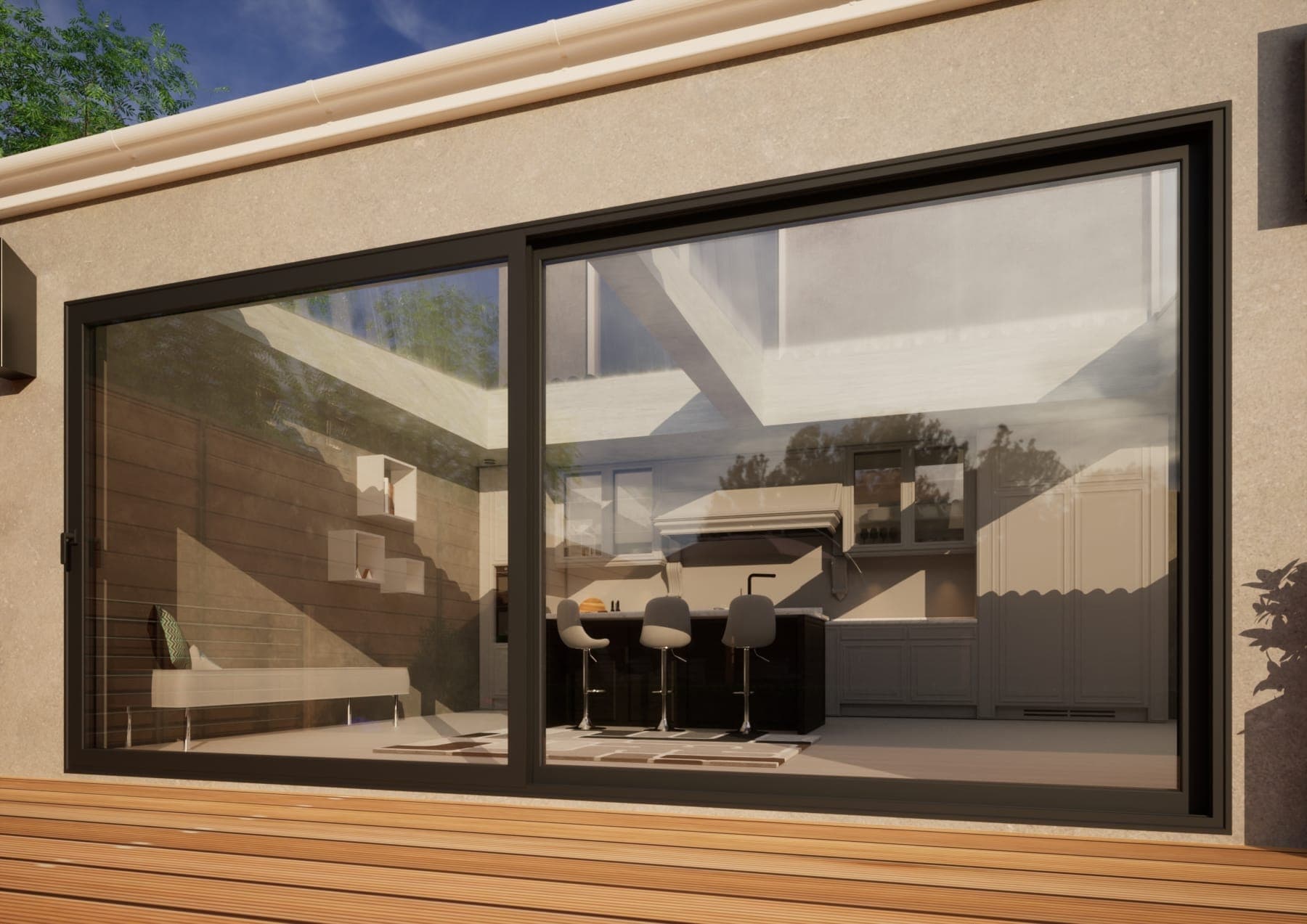 Aluminium Sliding Door - 4500mm Grey - Left Hand Slide & Right Hand Fixed