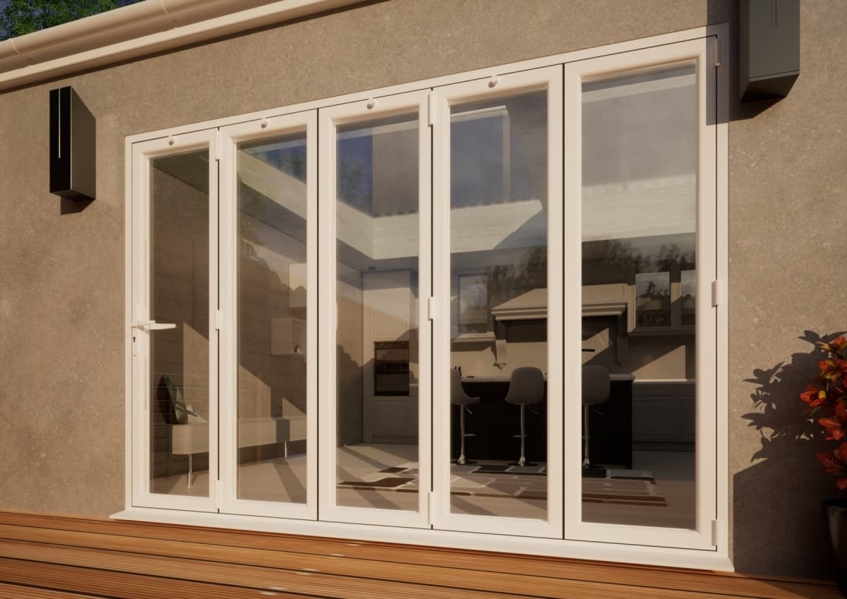 PVC Bifold Door Part Q Compliant - 3000mm White - 5 Right