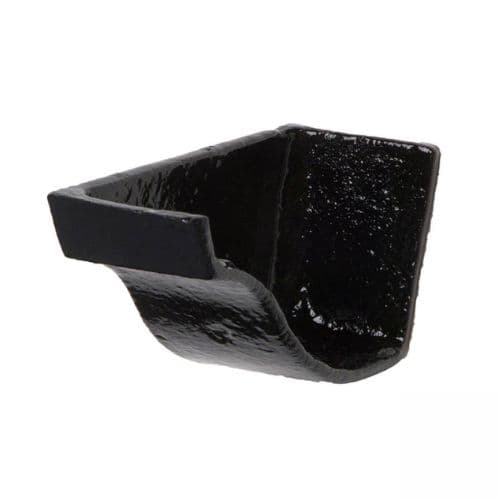 Cast Iron Ogee Gutter Left Hand Internal Stopend - 100mm Black