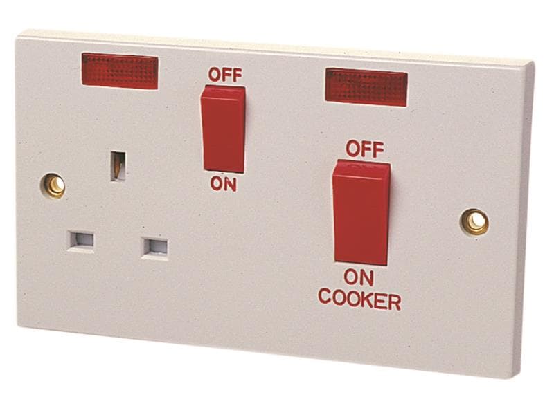 Dencon 4457NB Double Pole Switch 45A With Switched Socket 13A