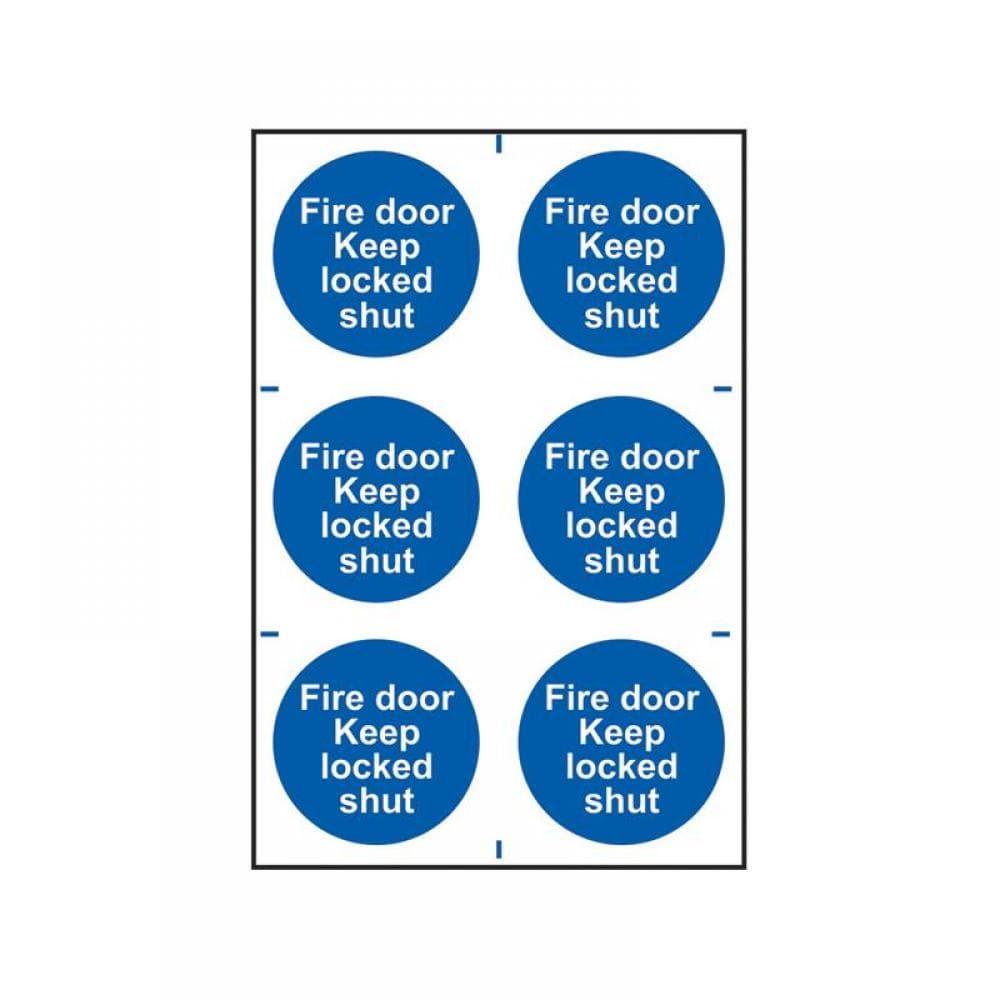 Scan 0153 Fire Door Keep Locked Shut - 6 Pvc Signs 100 X 100Mm