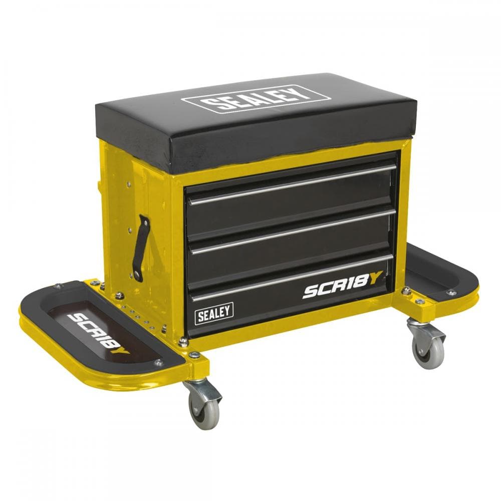 Sealey SCR18Y Mechanicfts Utility Seat & Toolbox - Yellow