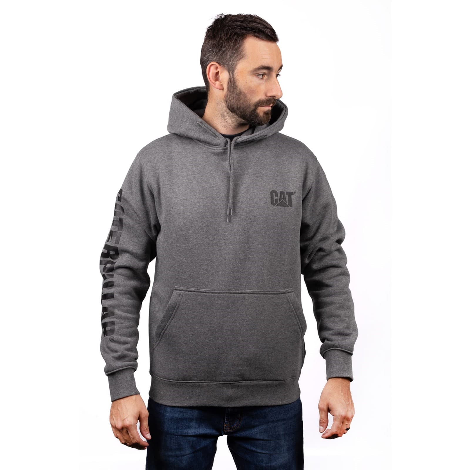 Caterpillar Trademark Banner Hooded Sweatshirt Size Sml Dark Grey 38520-71793-03