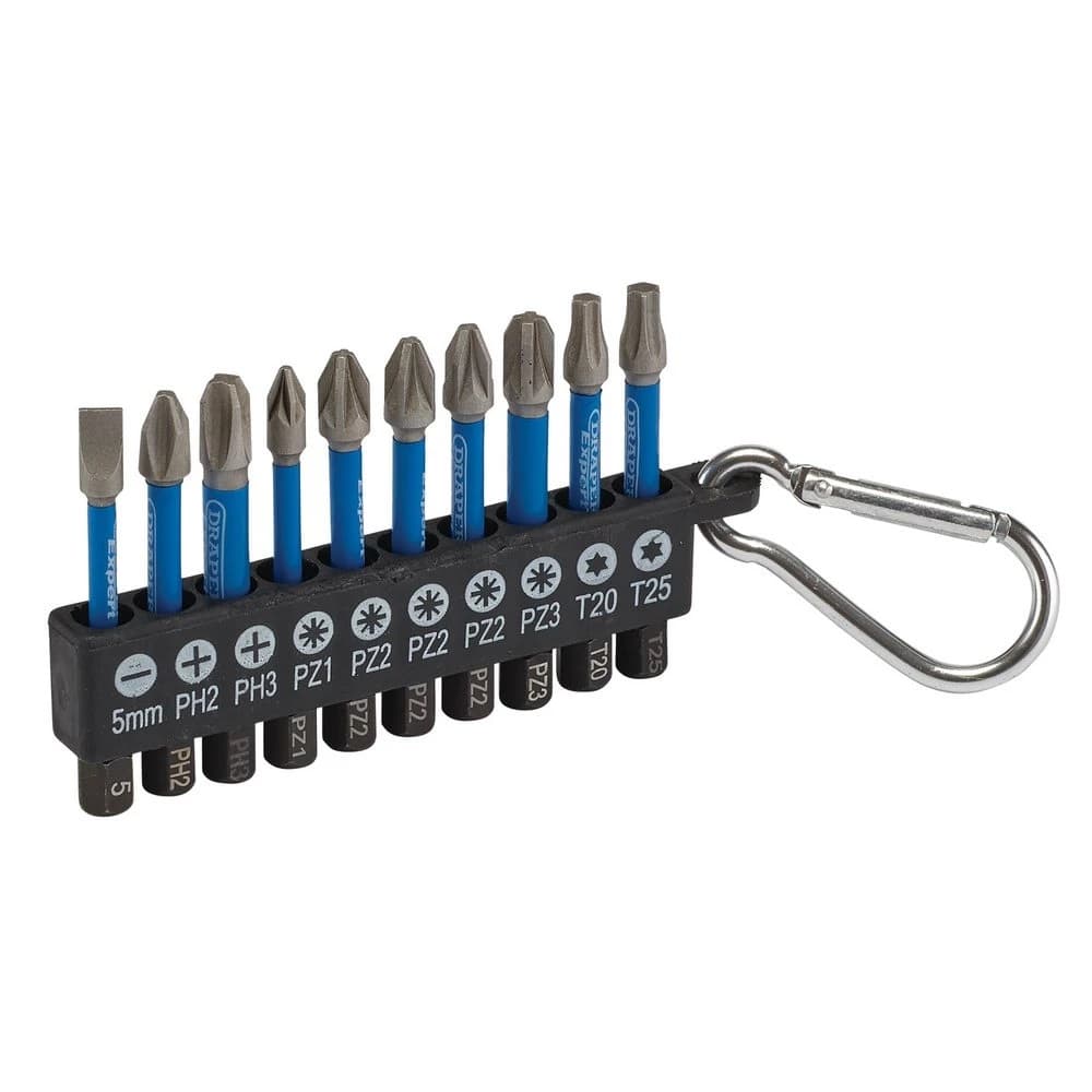 Draper Expert 04933 Impact Screwdriver Bit Set 50Mm 1/4in Hex (10 Piece) 1