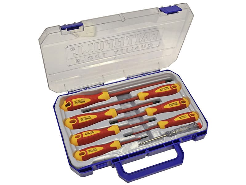 Faithfull Vde Soft Grip Screwdriver Set (Case) 8 Piece