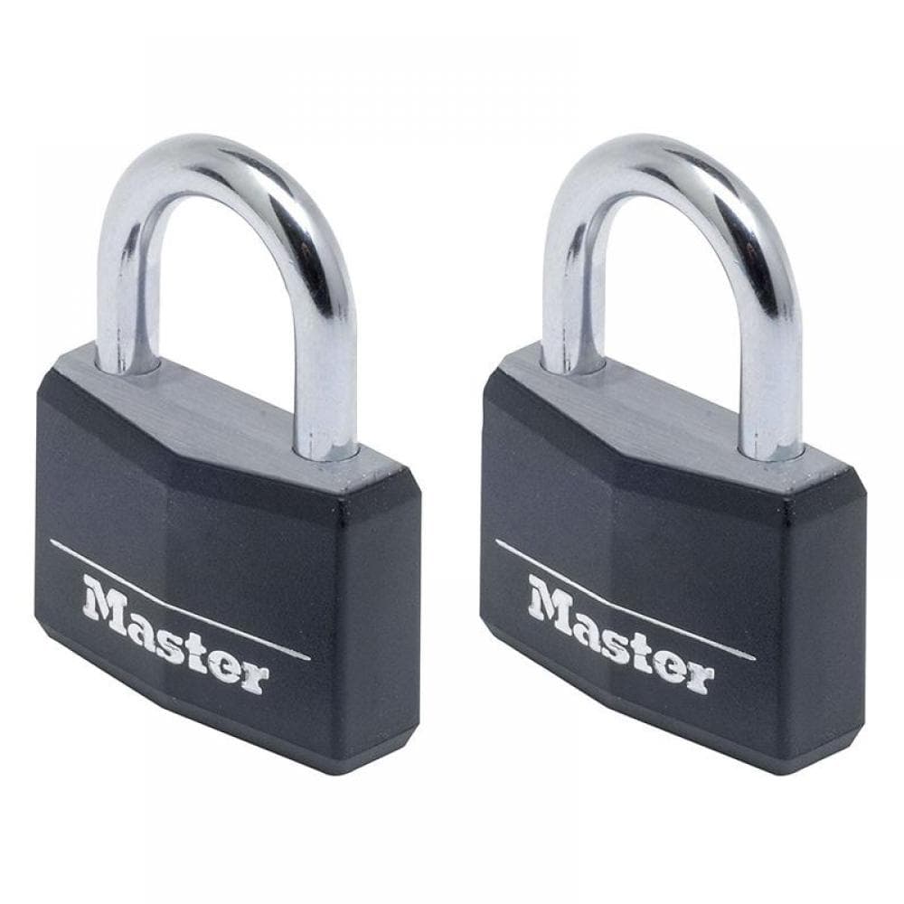 Master Lock 9140EURTBLK Aluminium Black Vinyl Cover 40Mm Padlock 4-Pin - Keyed Alike X 2