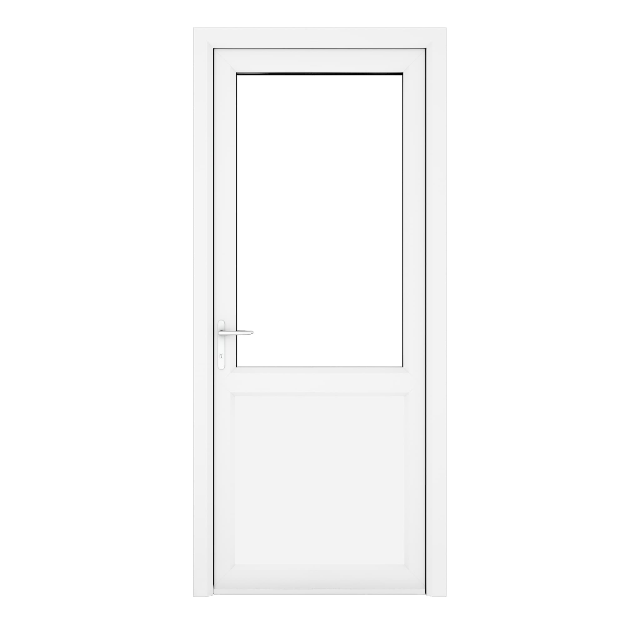 Crystal Single Door Half Glass Half Panel Right Hand White Clear 840 x 2090 x 70mm