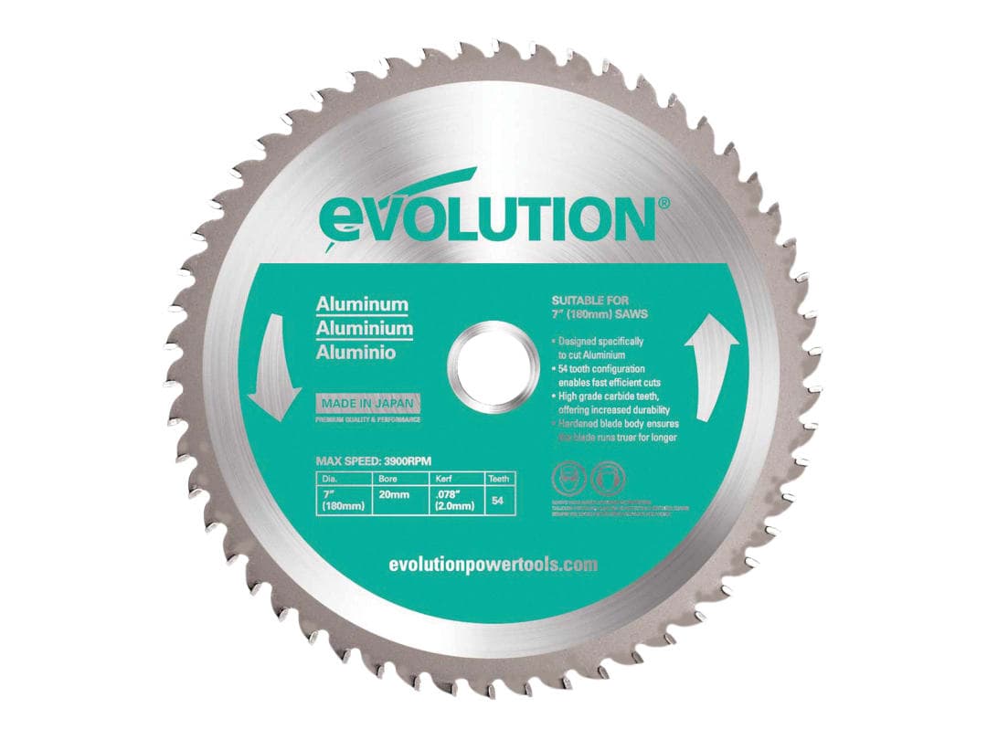 Evolution Aluminium Cutting Circular Saw Blade 180 x 20mm x 54T A180TCT-54CS