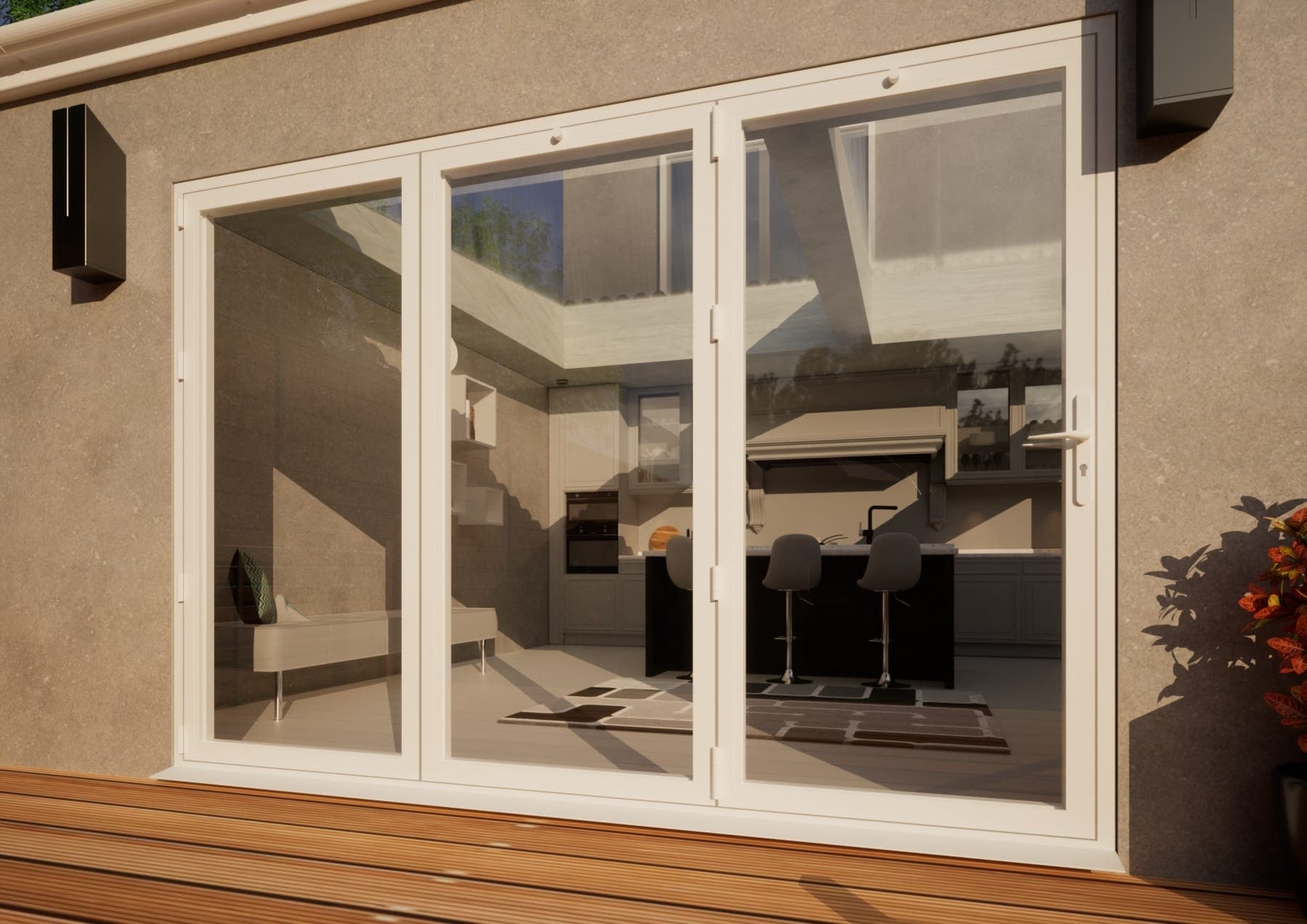 Aluminium Bifold Door Part Q Compliant - 3000mm White - 3 Left