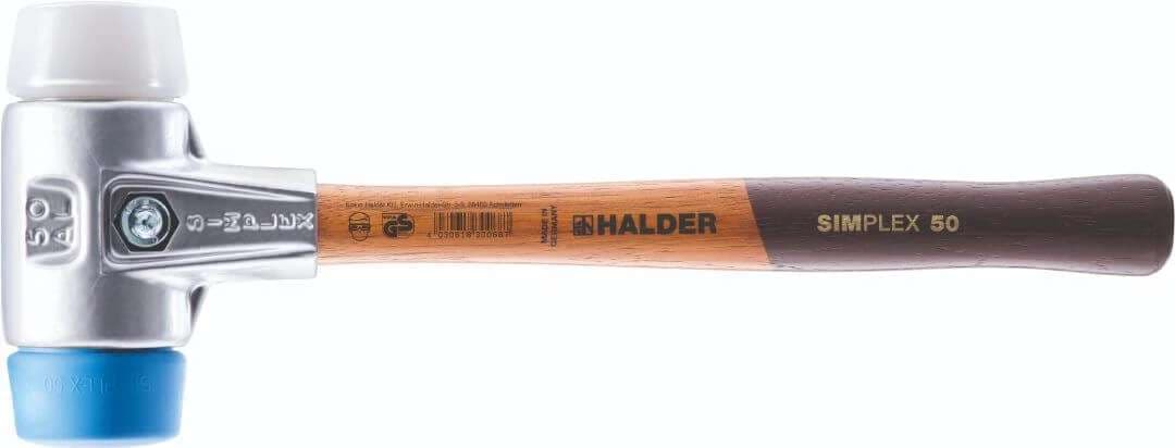 Halder HA3117050 Simplex Mallet With Alu Housing Tpe-Soft Face White Plastic Inserts 50Mm