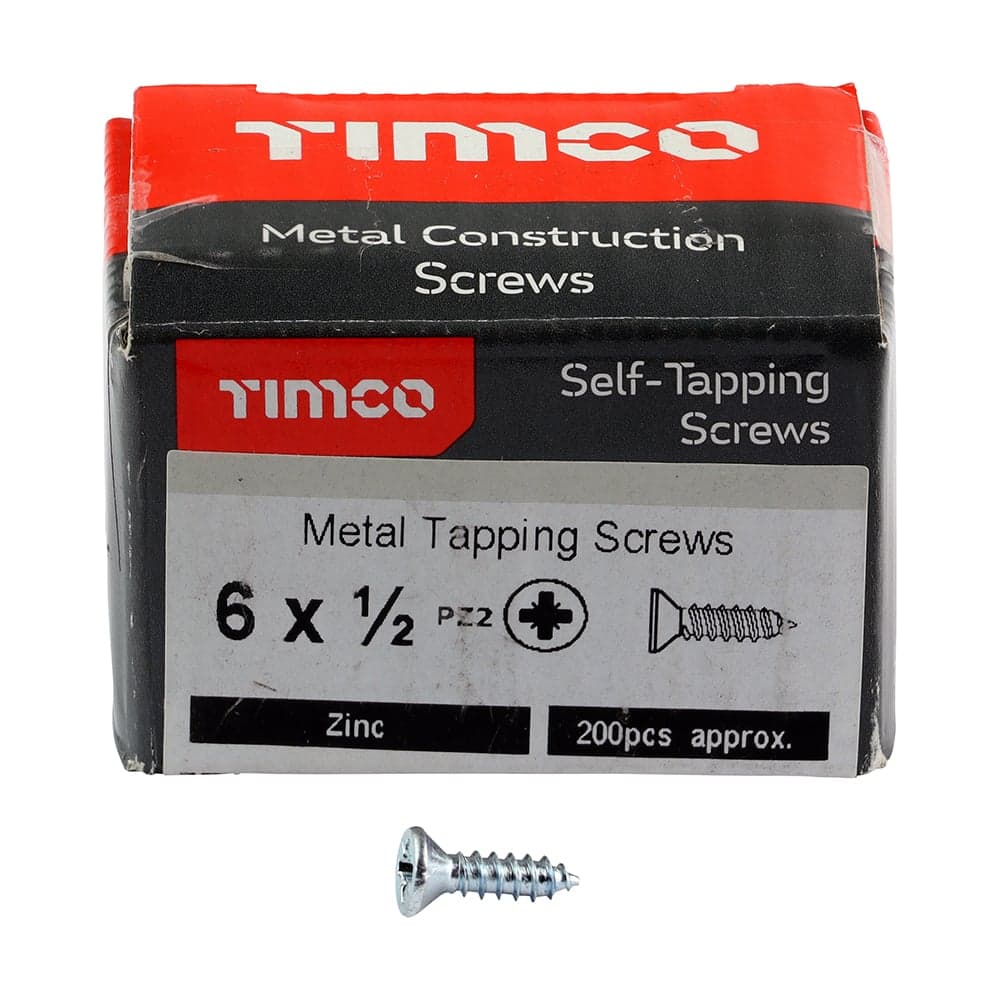 Timco Self-Tapping Screws - Pz - Countersunk - Zinc Box 200 00612CCAZS