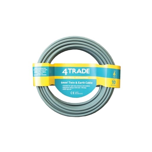 4TRADE 6242YH 6mm Twin & Earth Cable Grey 10m