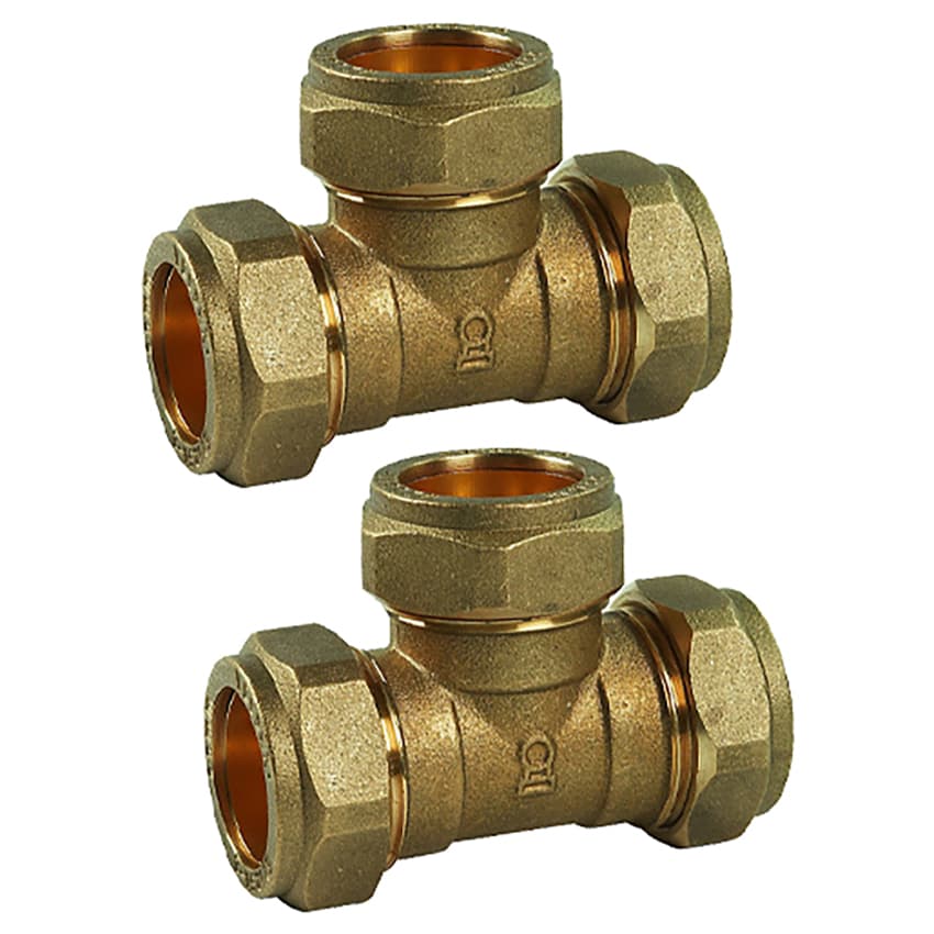 Compression Equal Tee 28mm - Bag of 2