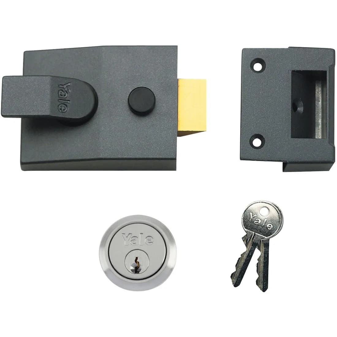 Yale Night Latch High Security P89 Grey/Chrome 60Mm
