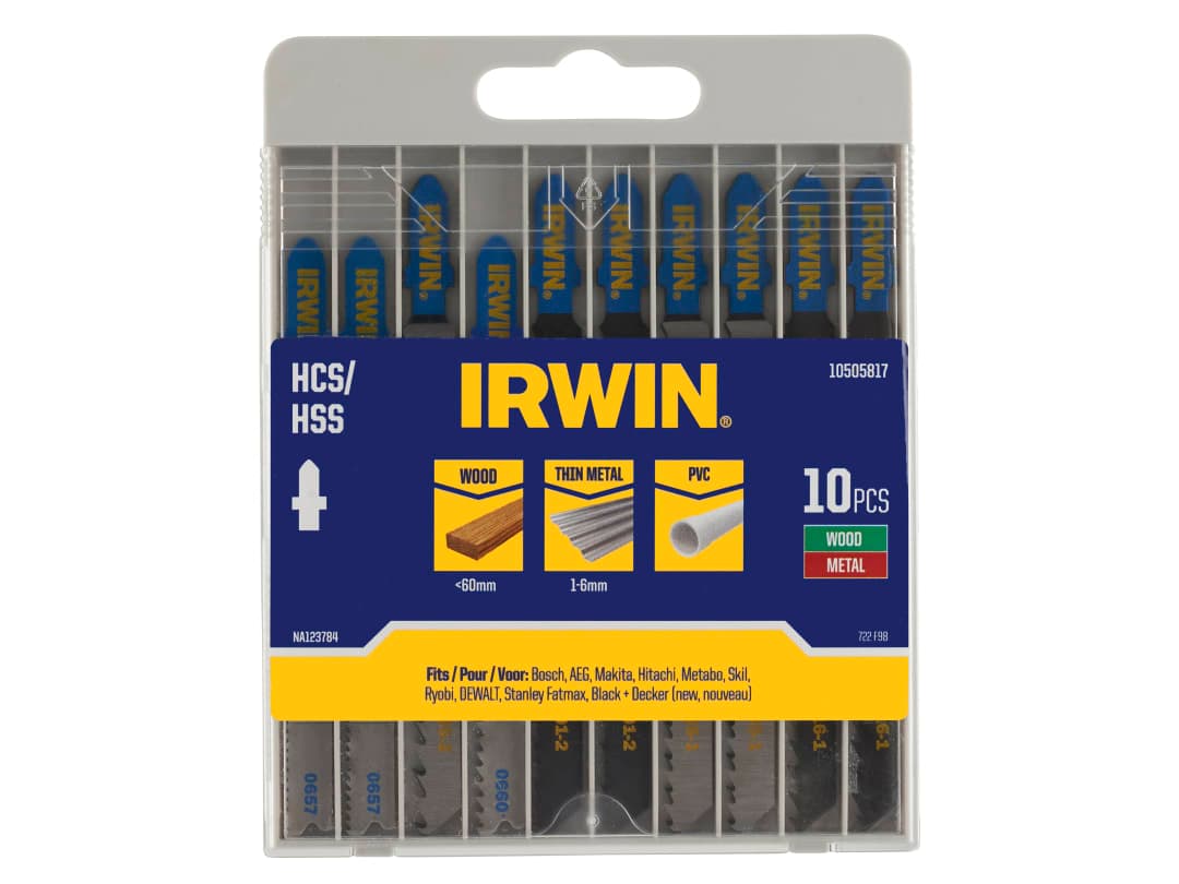 Irwin IRWIN® HCS/HSS T-Shank Jigsaw Blade Set, 10 Piece 10505817