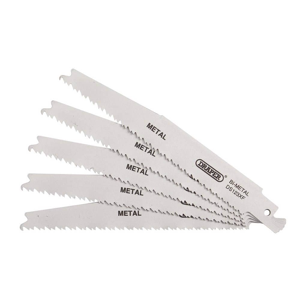 Draper 38755 Bi-Metal Reciprocating Saw Blades For Metal Cutting 150Mm 8-14Tpi (Pack Of 5) each 5