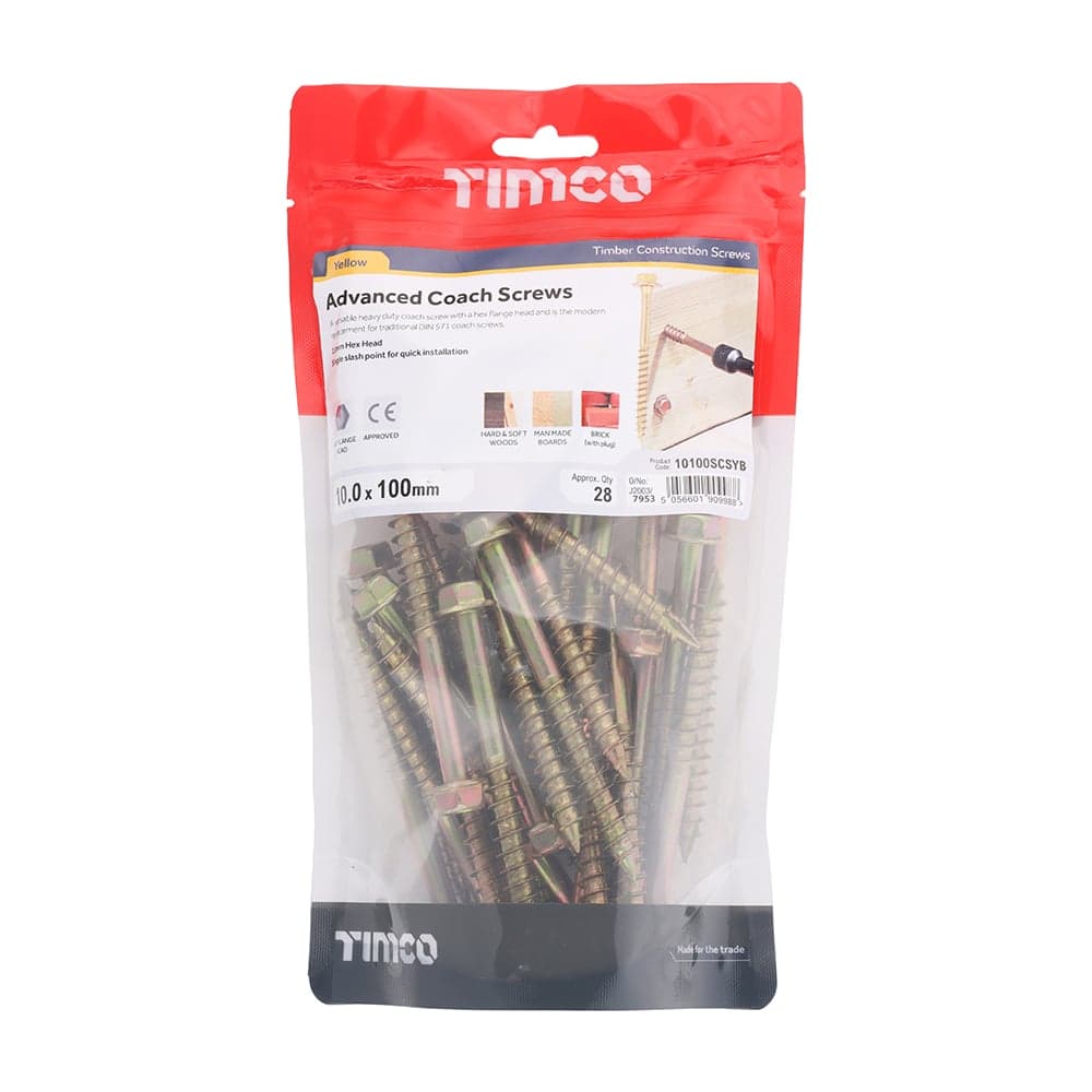 Timco Advanced Coach Screws - Hex Flange - Yellow TIMbag 28 10100SCSYB