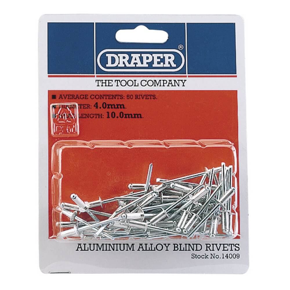 Draper 14009 Blind Rivets 4 X 10Mm (50 Piece) per card