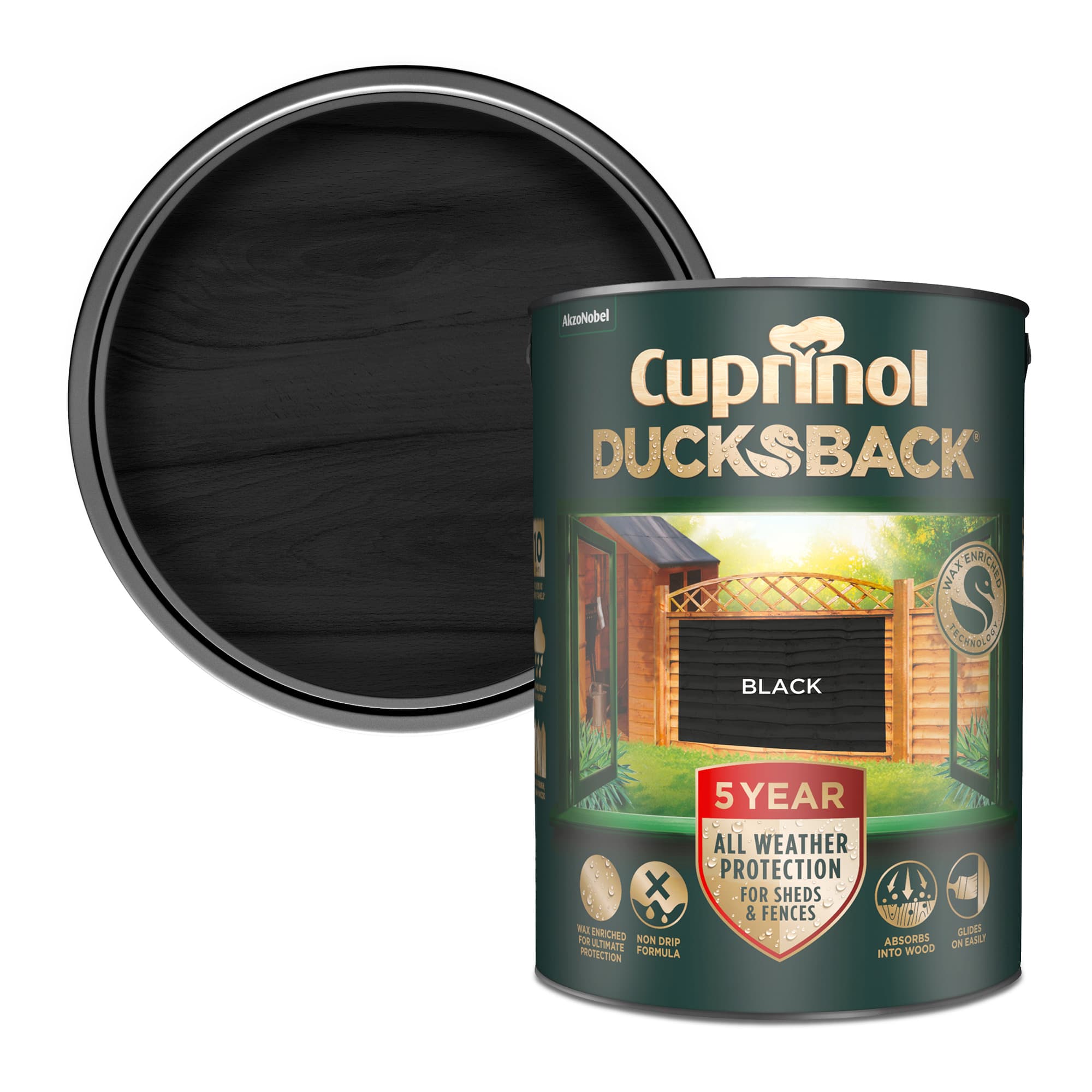 Cuprinol Black 5 Year Ducksback, 5L
