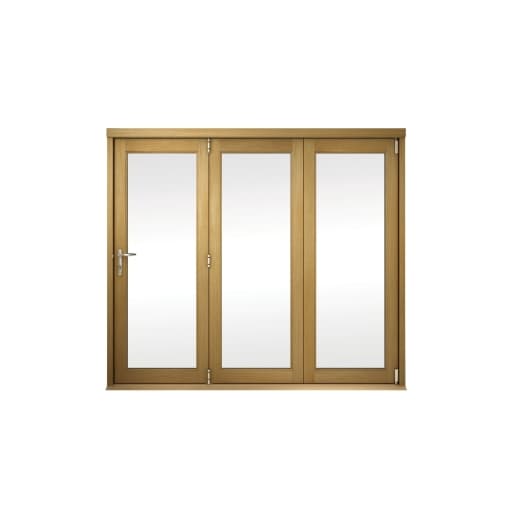 External Unfinished Oak Veneered Slimline Bifold Door Set 2400 x 54mm