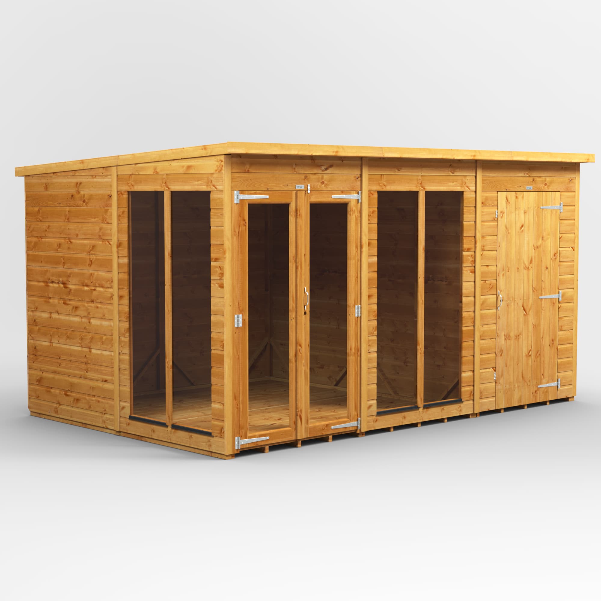 12 x 8 Power Pent Summerhouse With 4ft Side Store