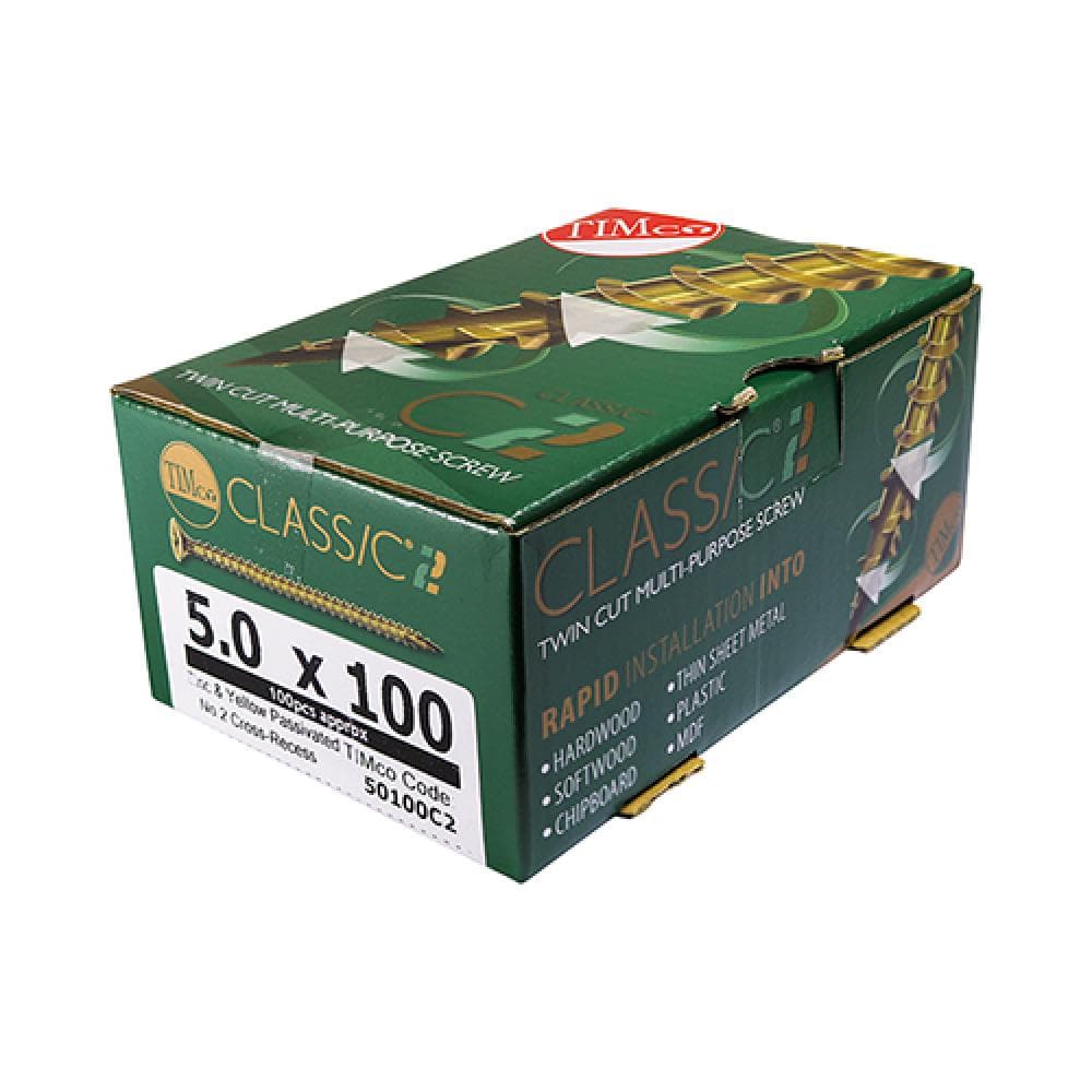 Timco 35020C2 C2 Strong-Fix Multi-Purpose Premium Screws - Pz - Double Countersunk - Yellow 3.5 X 20 Box 200