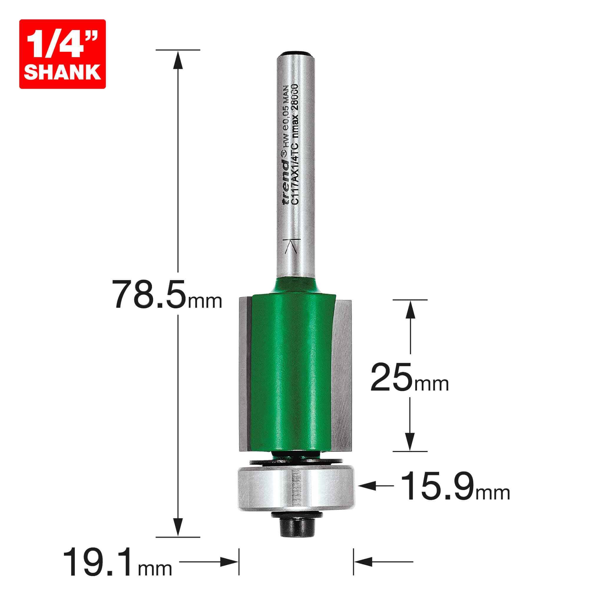 Trend Guided Trimmer 19.1Mm Diameter Pk 1 C117AX1/4TC