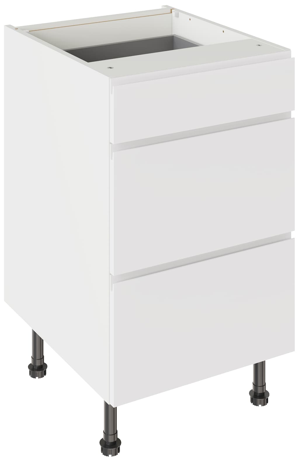 Flatpack Three Drawer Base Unit J-pull Super Gloss White 500mm - FKKJ0041