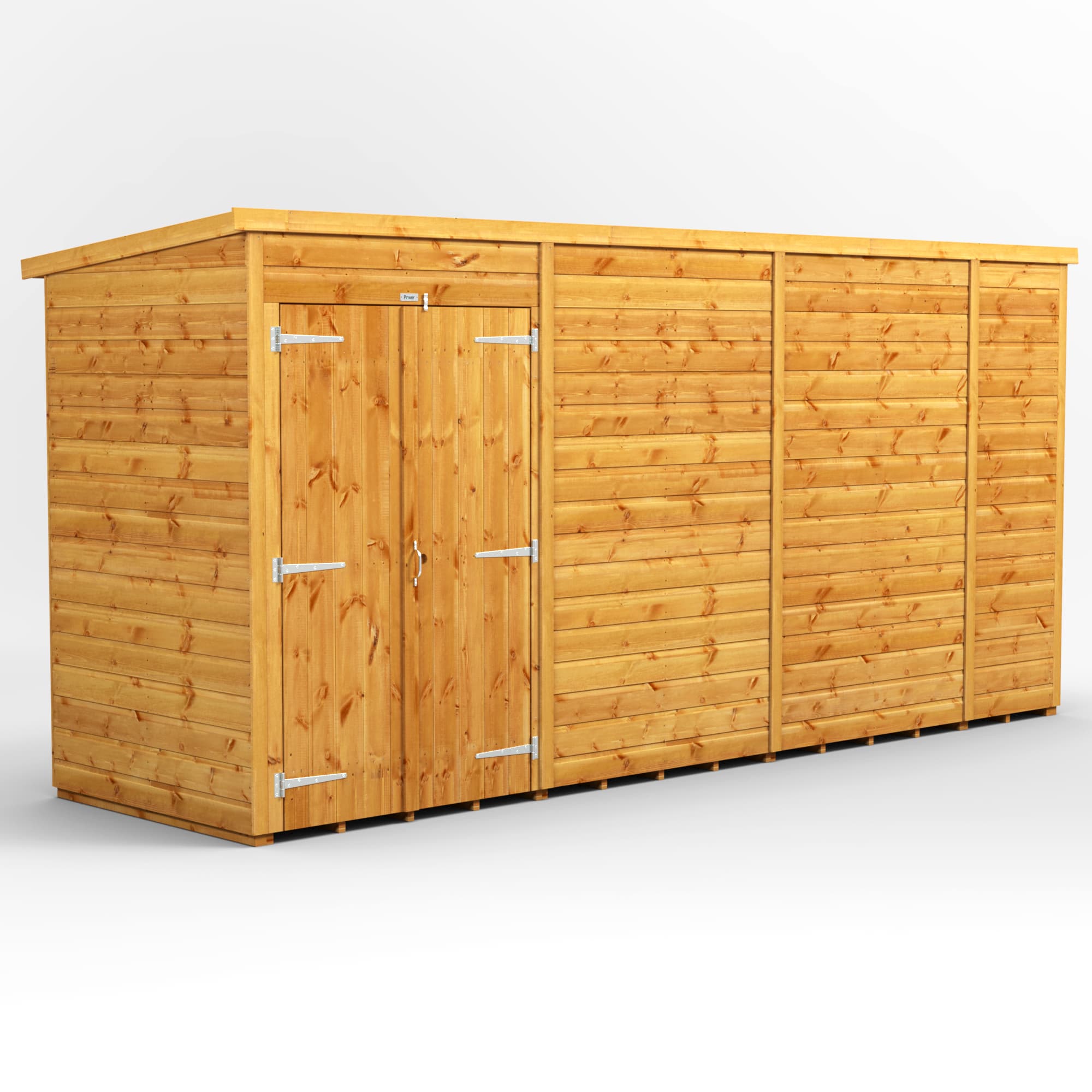 Powersheds 14 x 4 Power Windowless Pent Double Door
