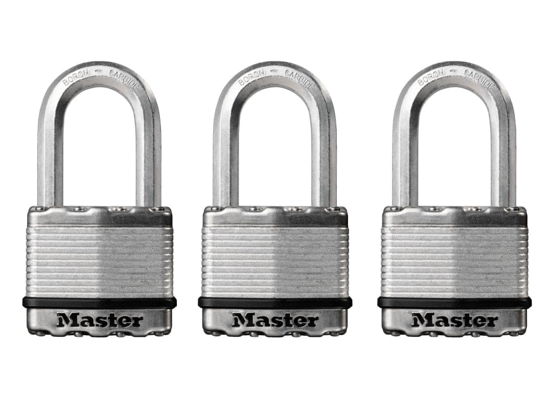 Master Lock Excell™ Laminated Steel 50mm Padlock - 38mm Shackle - Keyed Alike x 3 M5EURTRILF