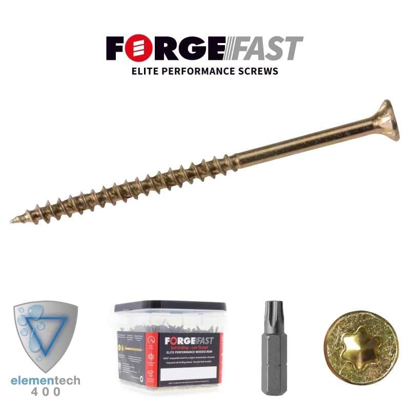 Forgefast FFT570YT Elite Low-Torque Woodscrews 5.0 X 70Mm (Tub Of 450)