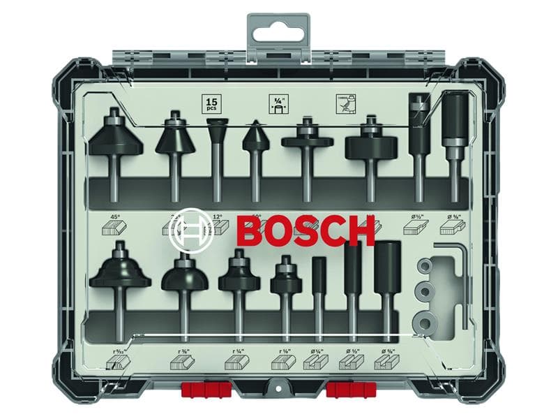 Bosch Powertool Accessories 2607017473 Pro Router Bit Mixed Set 15 Piece