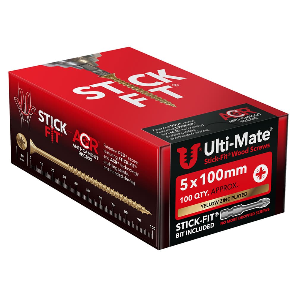 Ulti-Mate® Stick-Fit® Wood Screws 5.0 x 100mm Qty 100