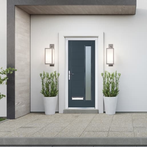 Crystal Composite Door Long Glass Anthracite Grey Right Hand 150 Cill Included 920 x 2055 Obscure Glass GLAZING.