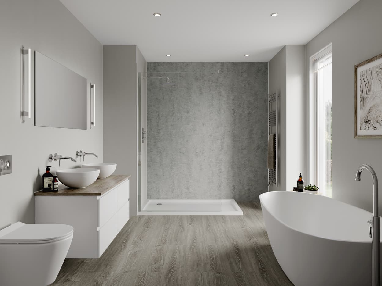 Multipanel Linda Barker Bathroom Wall Panel Hydrolock 2400 x 900mm Concrete Elements 8830