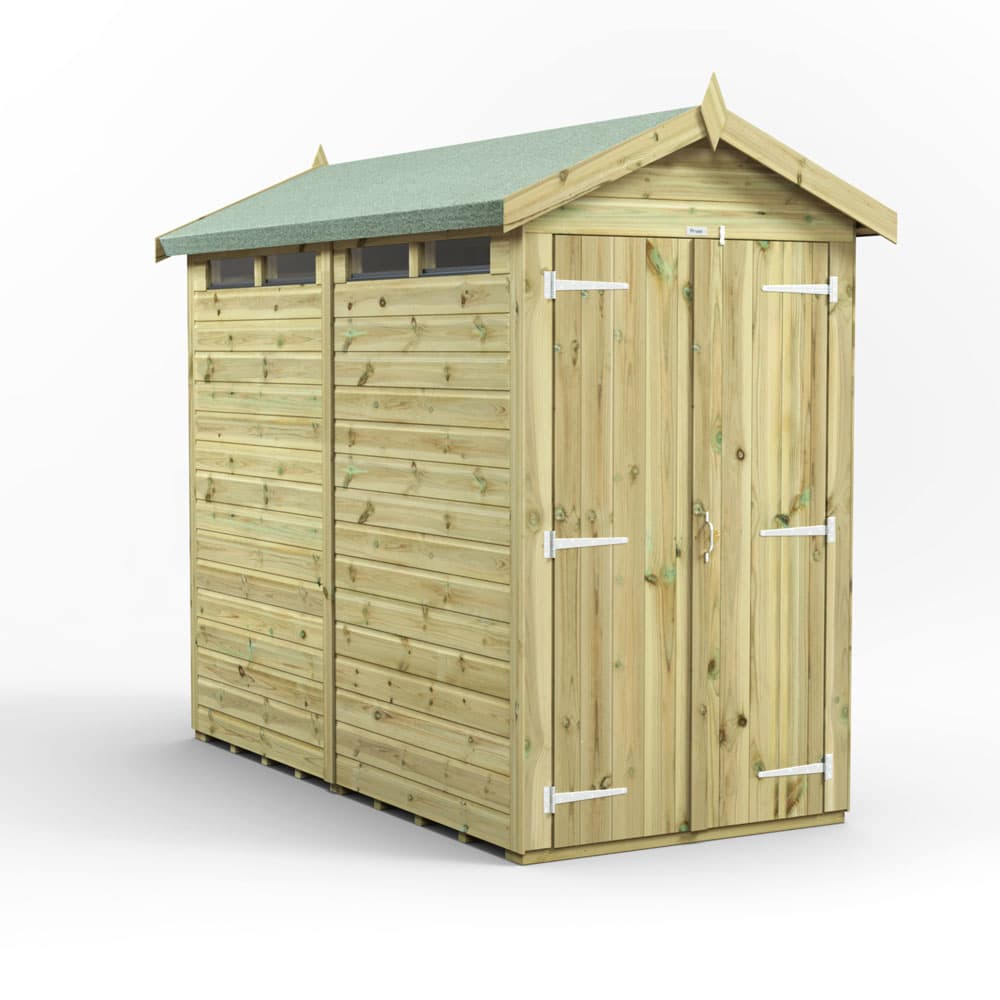 8x4 Premium Powersheds Security Apex Double Doors