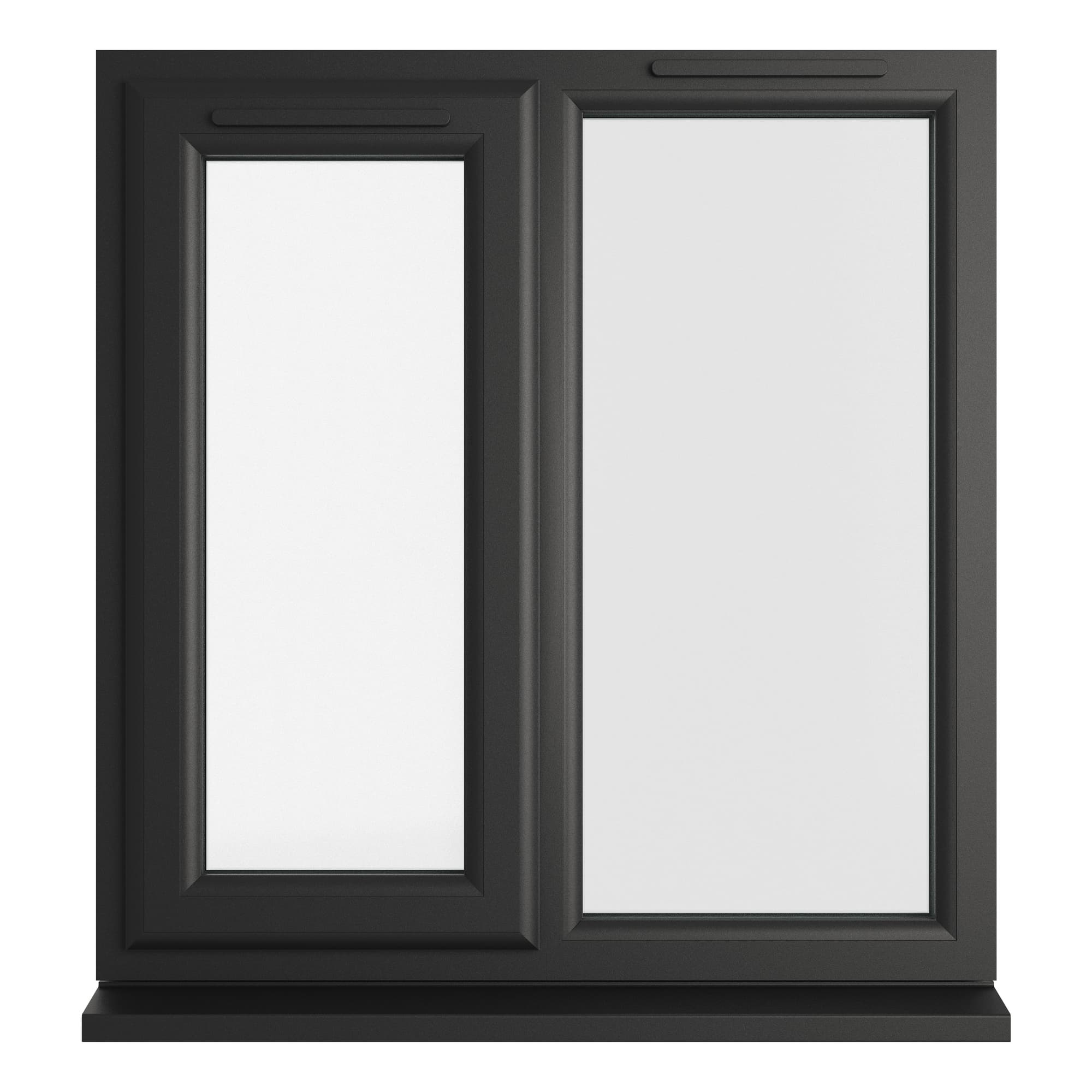 Crystal Triple Glazed uPVC Window Black/White Left Hung 905mm x 965mm Clear