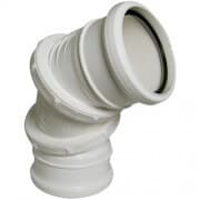 FloPlast Ring Seal Soil Adjustable Bend Double Socket - 0-90 Degree x 110mm White
