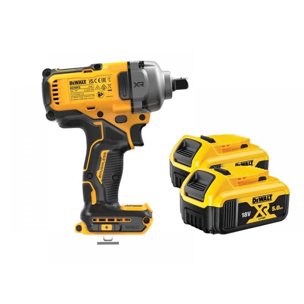 Dewalt DCF892P2T-GB Dcf892P2T Xr Bl High Torque 1/2In Impact Wrench 18V 2 X 5.0Ah Li-Ion
