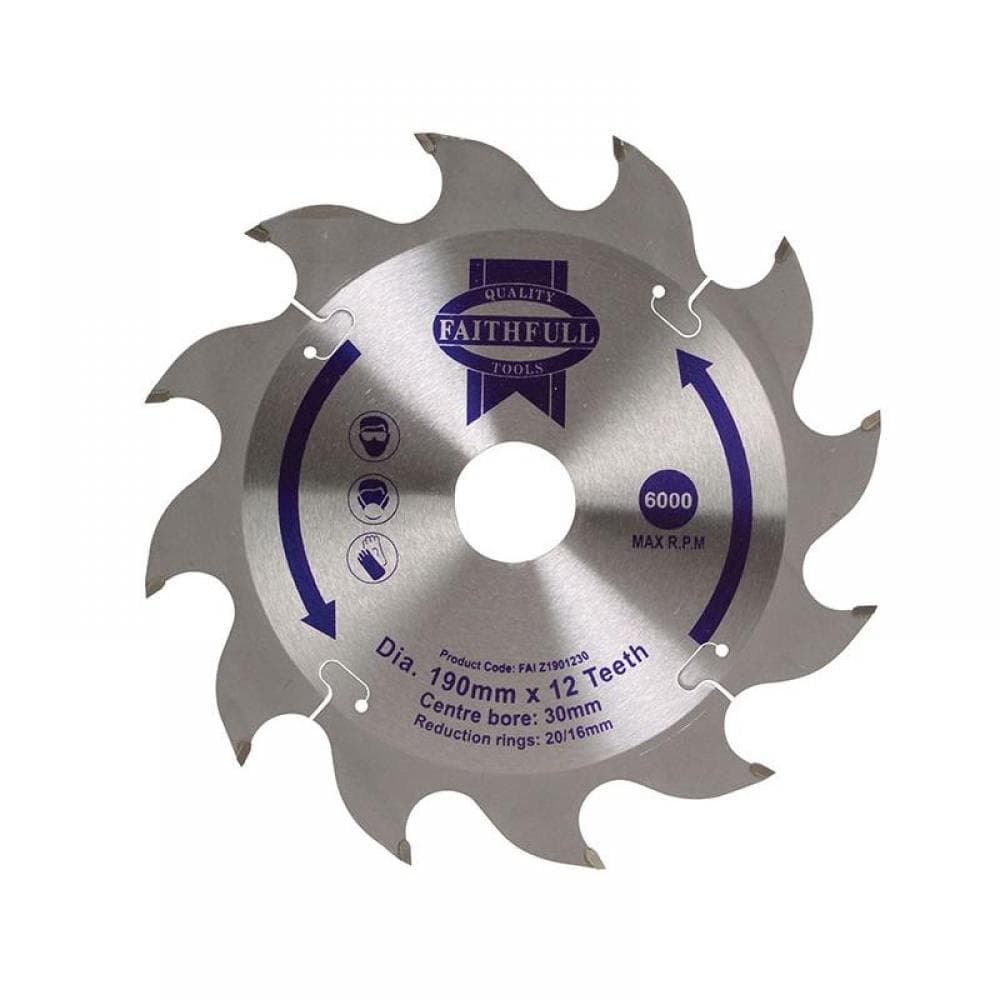 Faithfull FAIZ1901230 Tct Circular Saw Blade 190 X 30Mm X 12T Pos