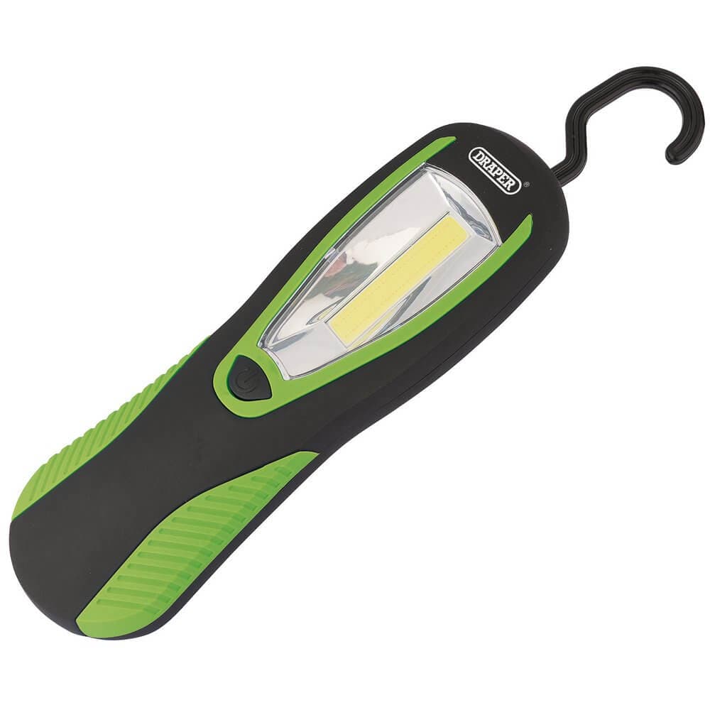 Draper 94520 Cob Led Work Light With Magnetic Back And Hanging Hook 3W 200 Lumens Green 3 X Aa Batteries Supplied each 1