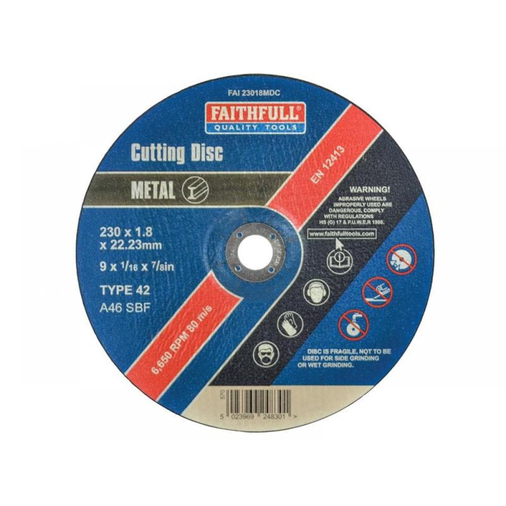 Faithfull Depressed Centre Stainless Steel Cutting Disc 230 X 1.8 X 22.23Mm