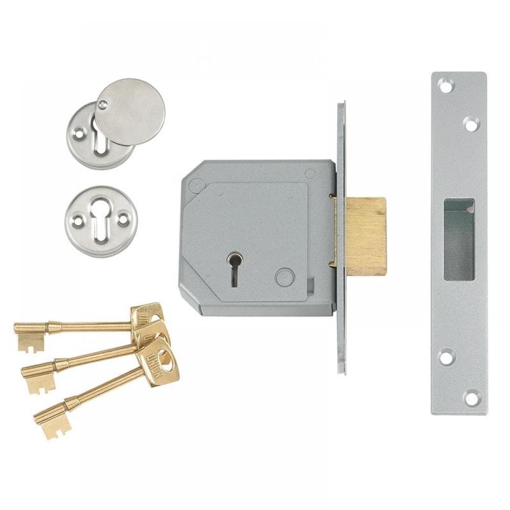 Union V-3G114E-SC-67 3G114E 5 Lever Mortice Deadlock C-Series 67Mm 2.5In Satin Chrome