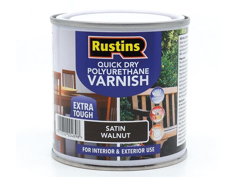 Rustins PSWAW250 Quick Dry Polyurethane Varnish Satin Walnut 250Ml Pswaw250